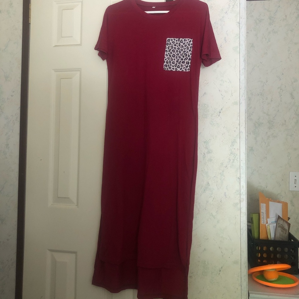 Maroon long comfortable dress.